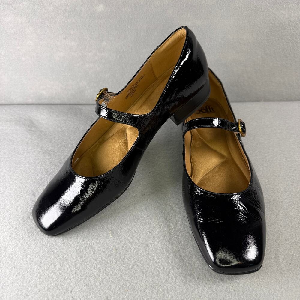 Sofft Elsey Mary Jane Black Patent Leather - square toe low block heel  Size 9M